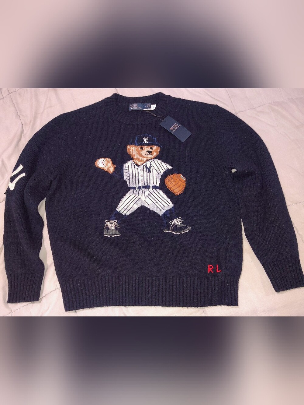 Polo Ralph Lauren Yankees Polo Bear Sweater Wool NWT Size Medium